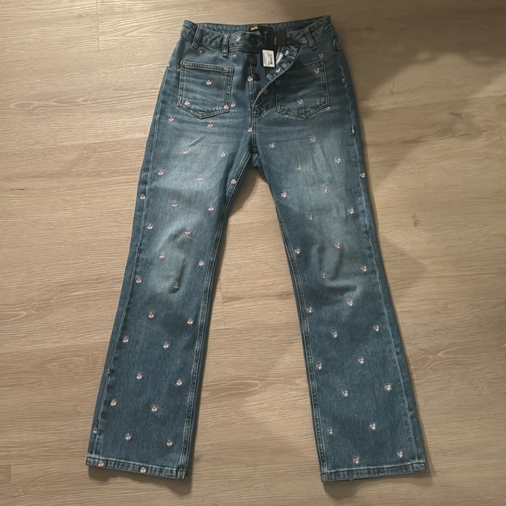 NWT MAJE EMBROIDERED FLOWER JEANS 38